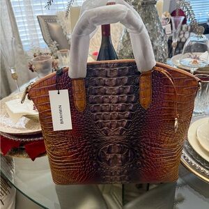 Brahmin Multicolor Crocodile Embossed Satchel